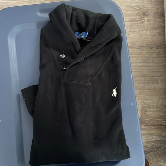 Black shawl/cowl collar men’s Ralph Lauren cotton sweater - Picture 2 of 3